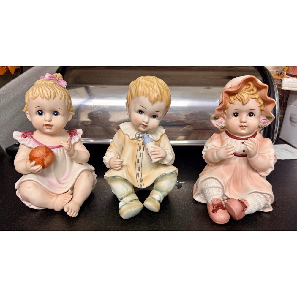 Vintage Lefton China Piano Babies Large Porcelain Figurines Set of 3 KW1806